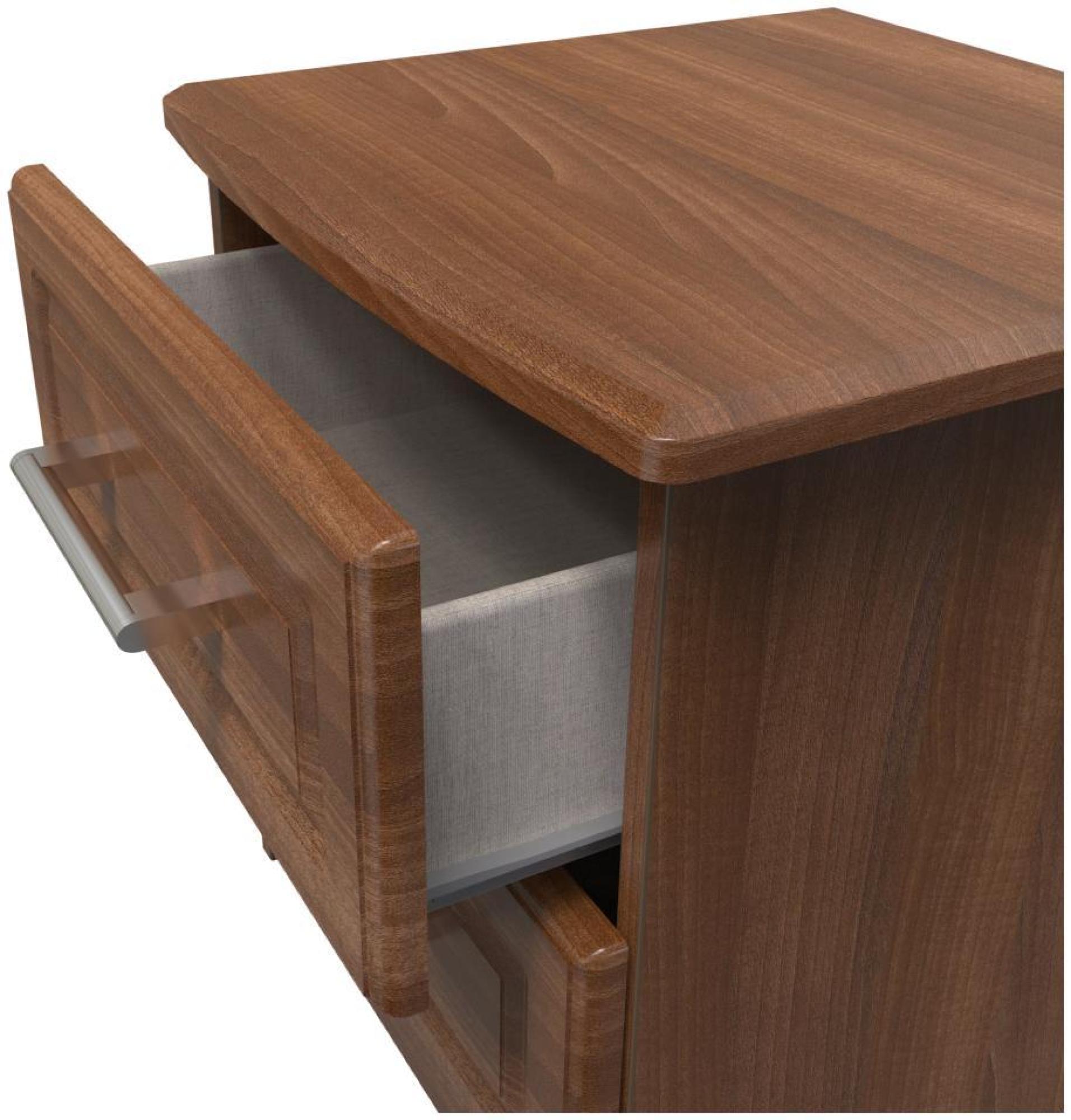 Gina Bedside Cabinet - 2 Drawer - Walnut
