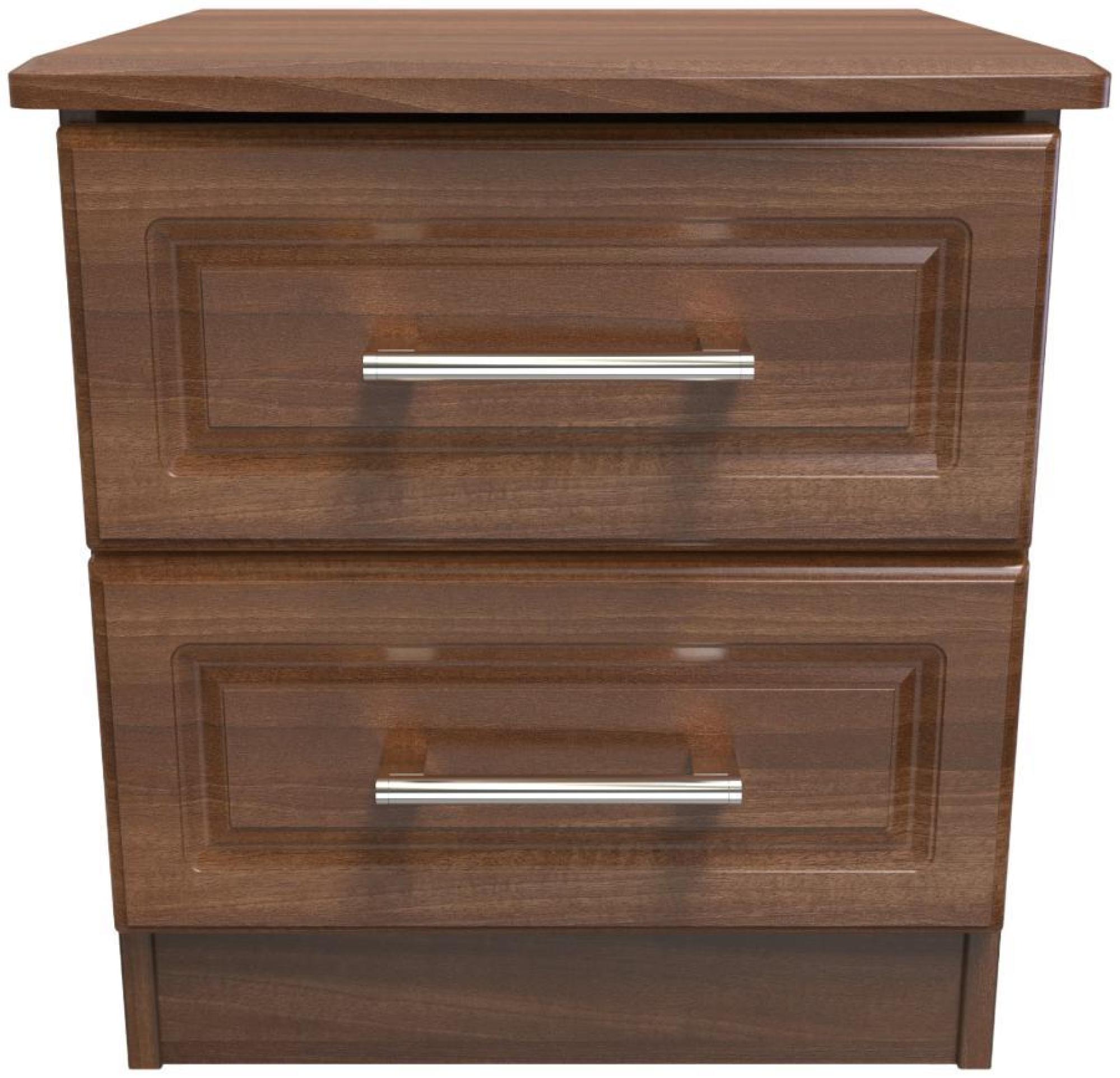 Gina Walnut Effect 2 Drawer Bedside Cabinet