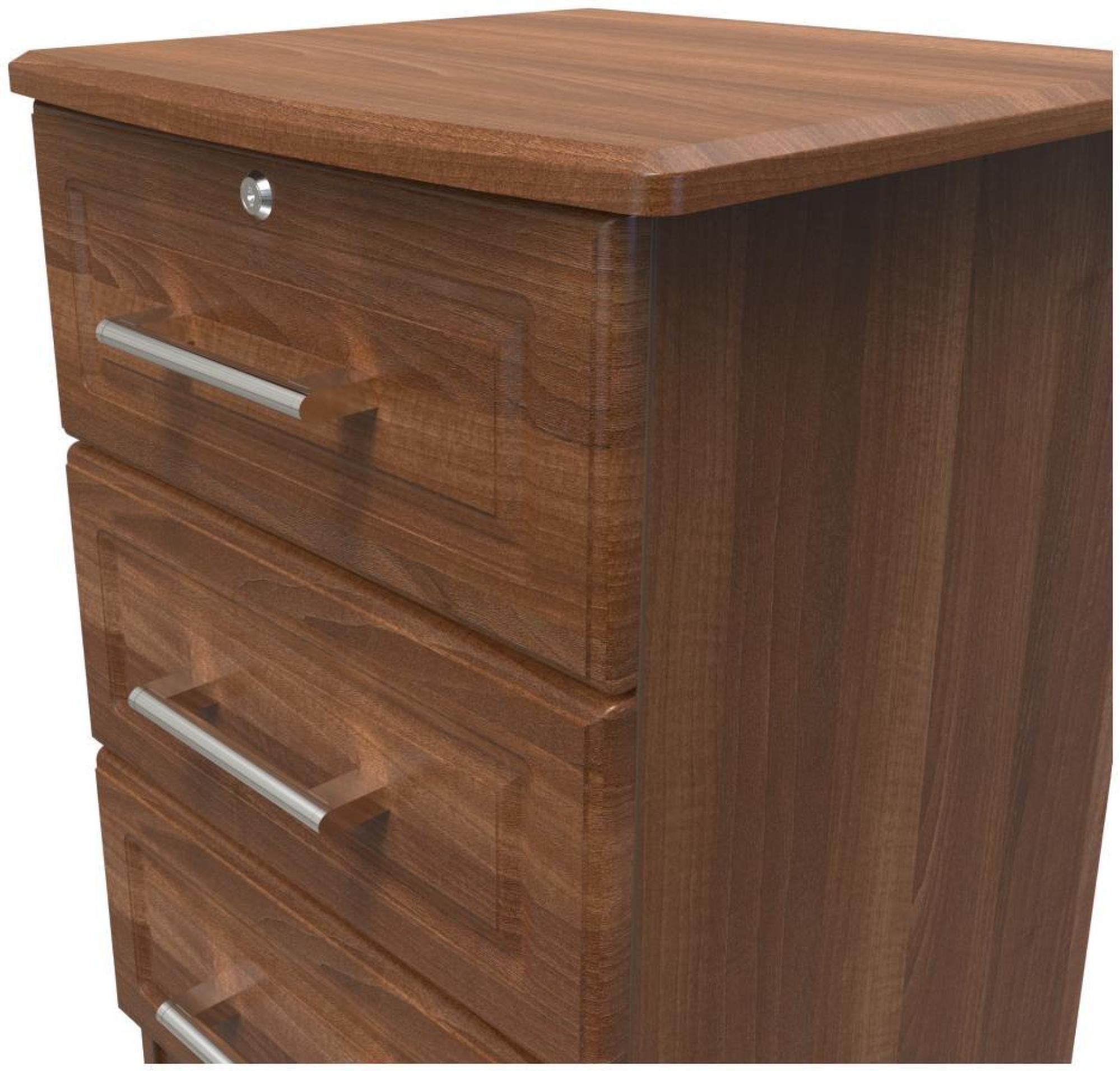 Gina Bedside Cabinet - 3 Drawer with Lock - Walnut