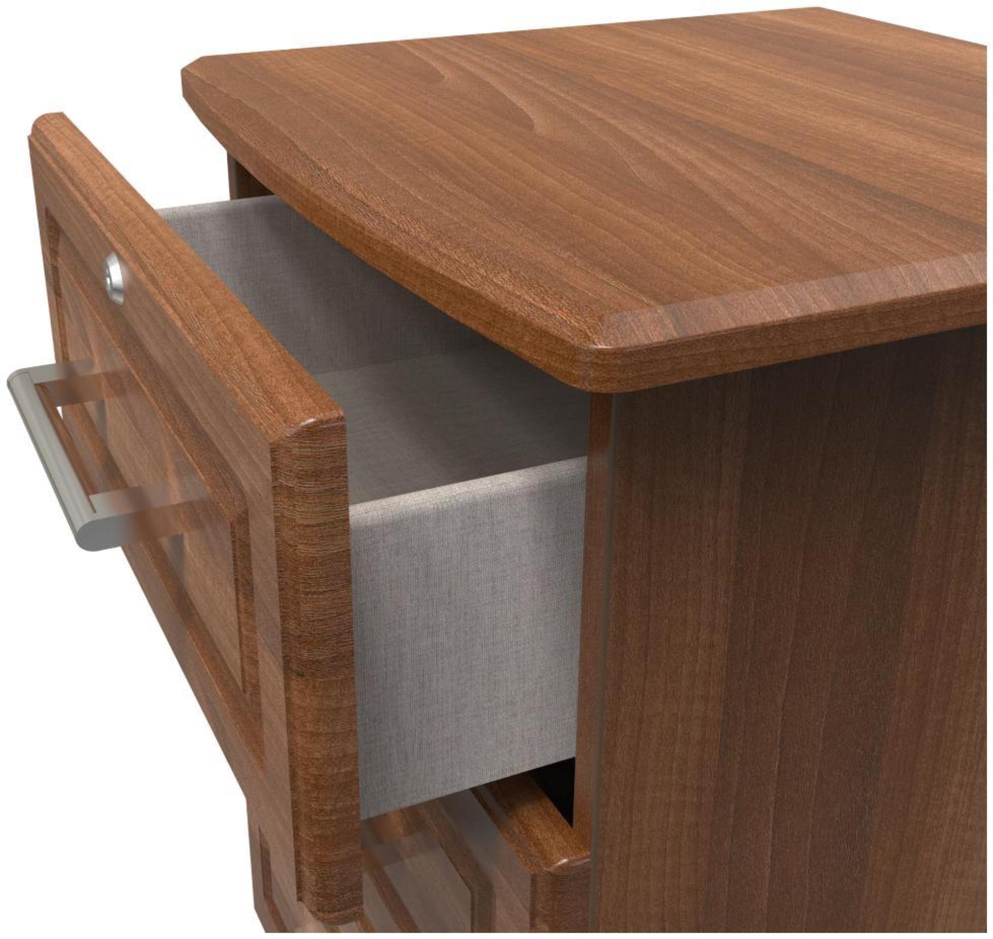 Gina Bedside Cabinet - 3 Drawer with Lock - Walnut