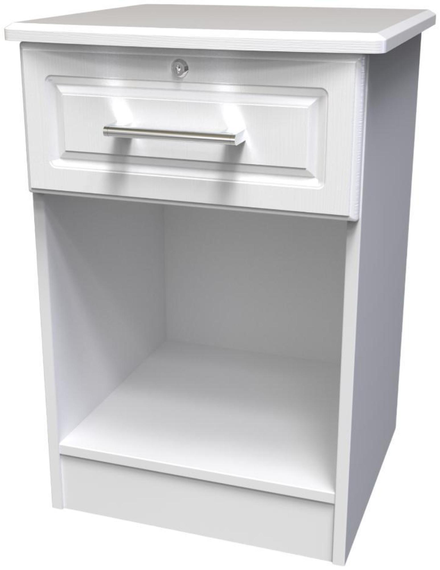 Gina Bedside Cabinet - 1 Drawer with Lock - White