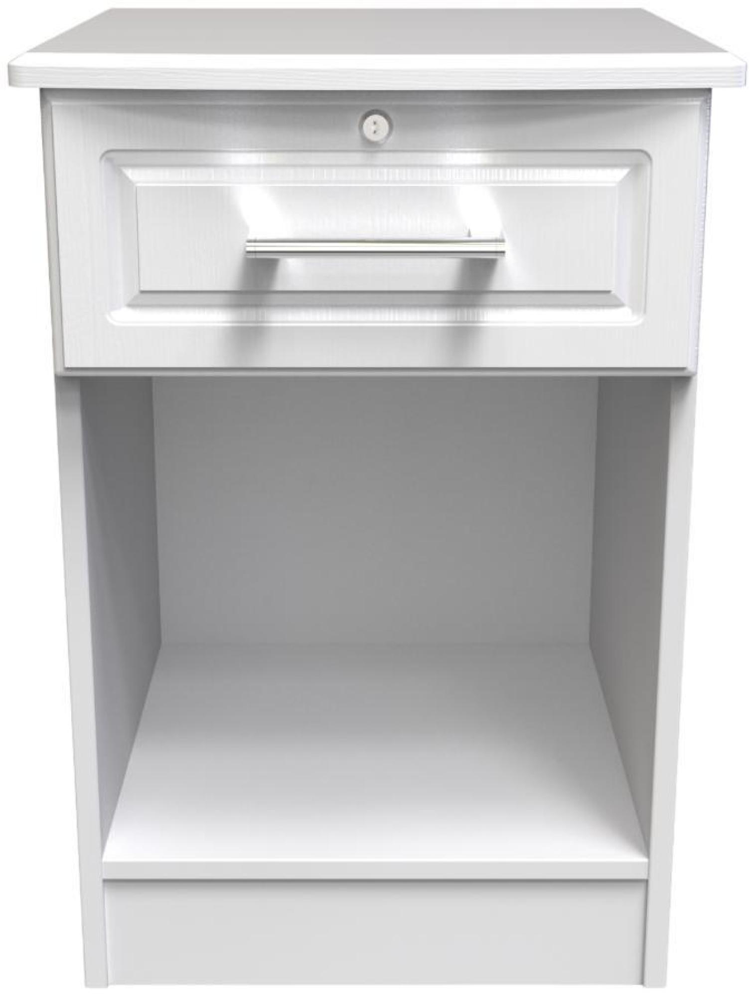 Gina White 1 Drawer Bedside Cabinet with Lock
