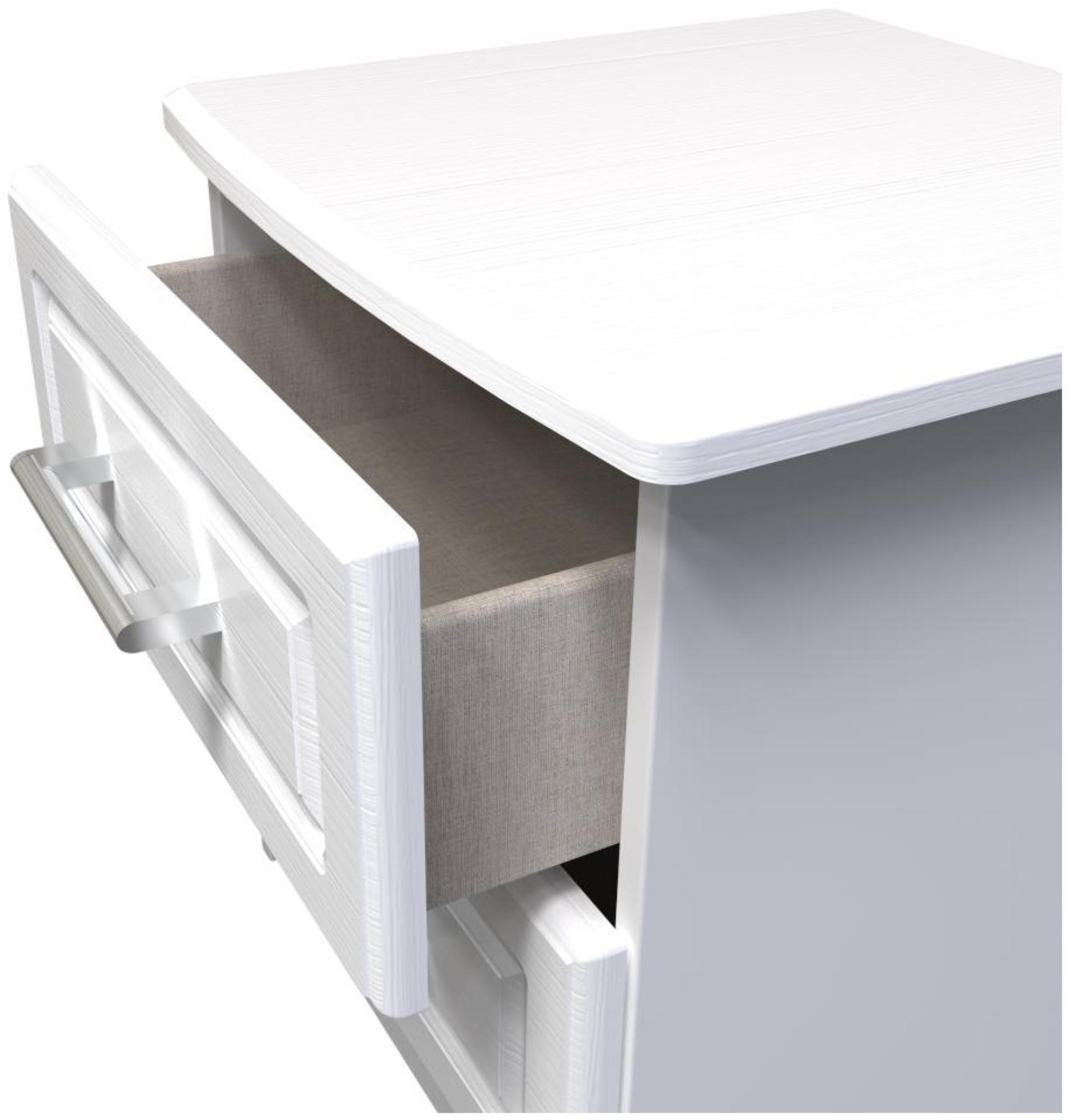 Gina Bedside Cabinet - 2 Drawer - White