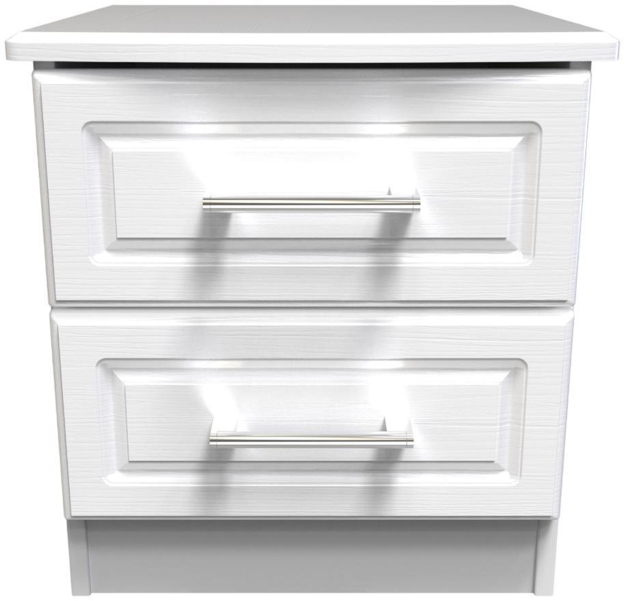 Gina White 2 Drawer Bedside Cabinet