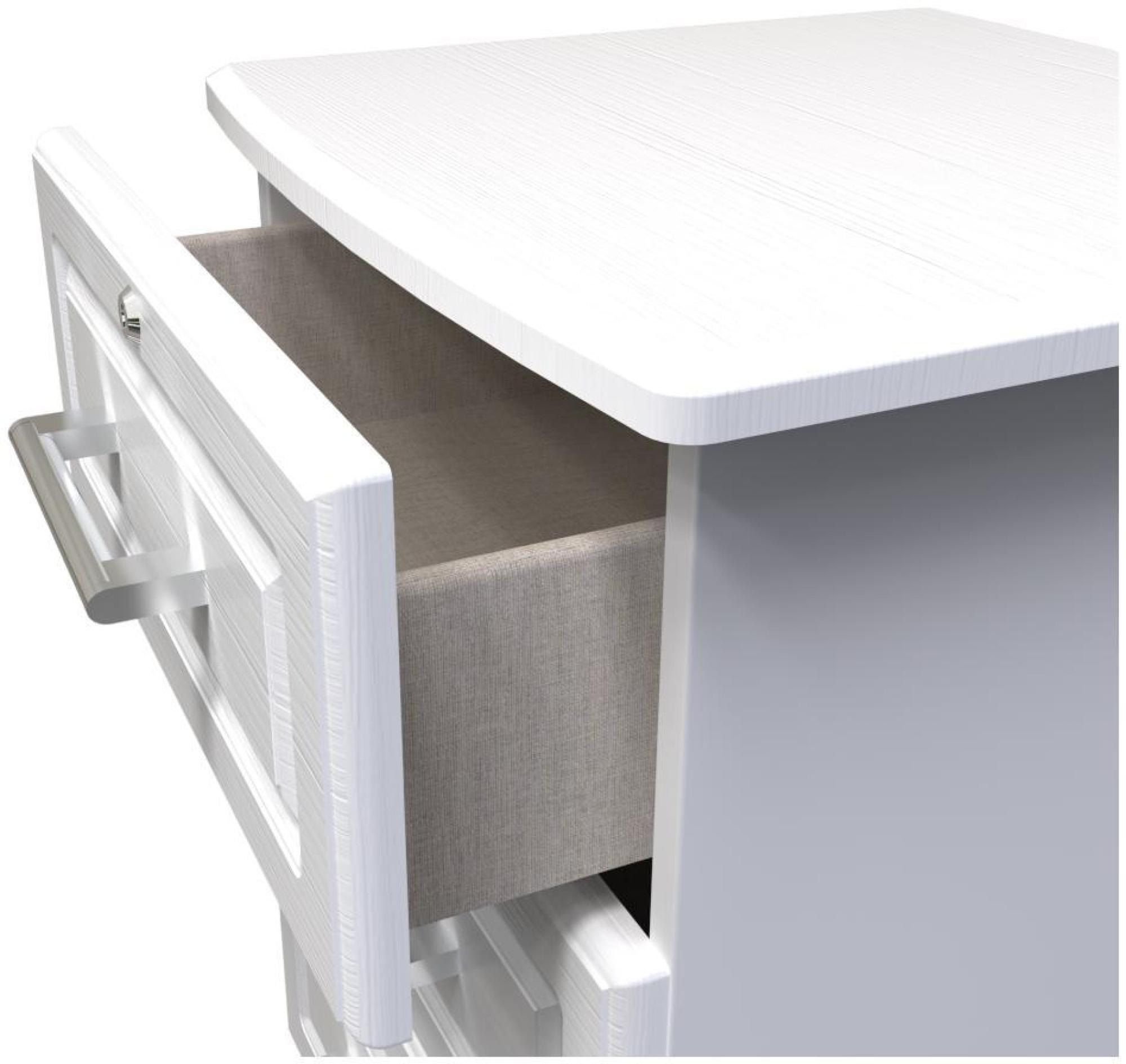 Gina Bedside Cabinet - 3 Drawer with Lock - White