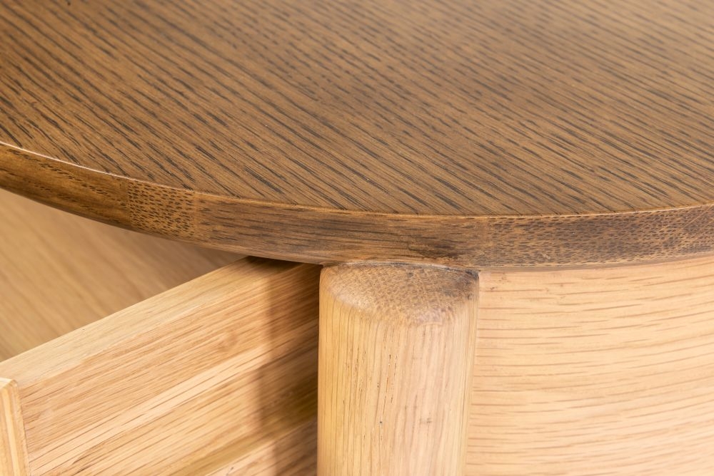 Grace Bedside Table - 1 Drawer - Round - Natural Oak