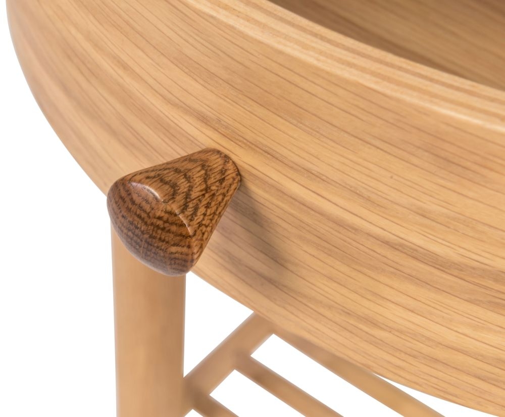 Grace Bedside Table - 1 Drawer - Round - Natural Oak