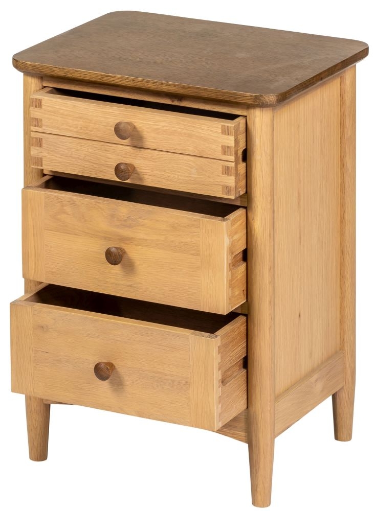 Grace Natural Oak 3 Drawer Bedside Cabinet