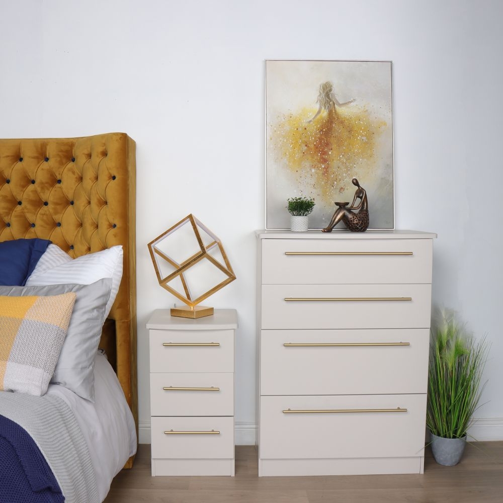 Haworth Bedside Cabinet - 3 Drawer - Cashmere