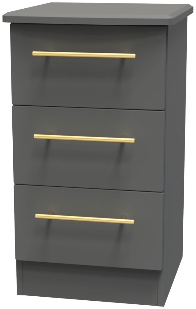 Haworth Bedside Cabinet - 3 Drawer - Grey