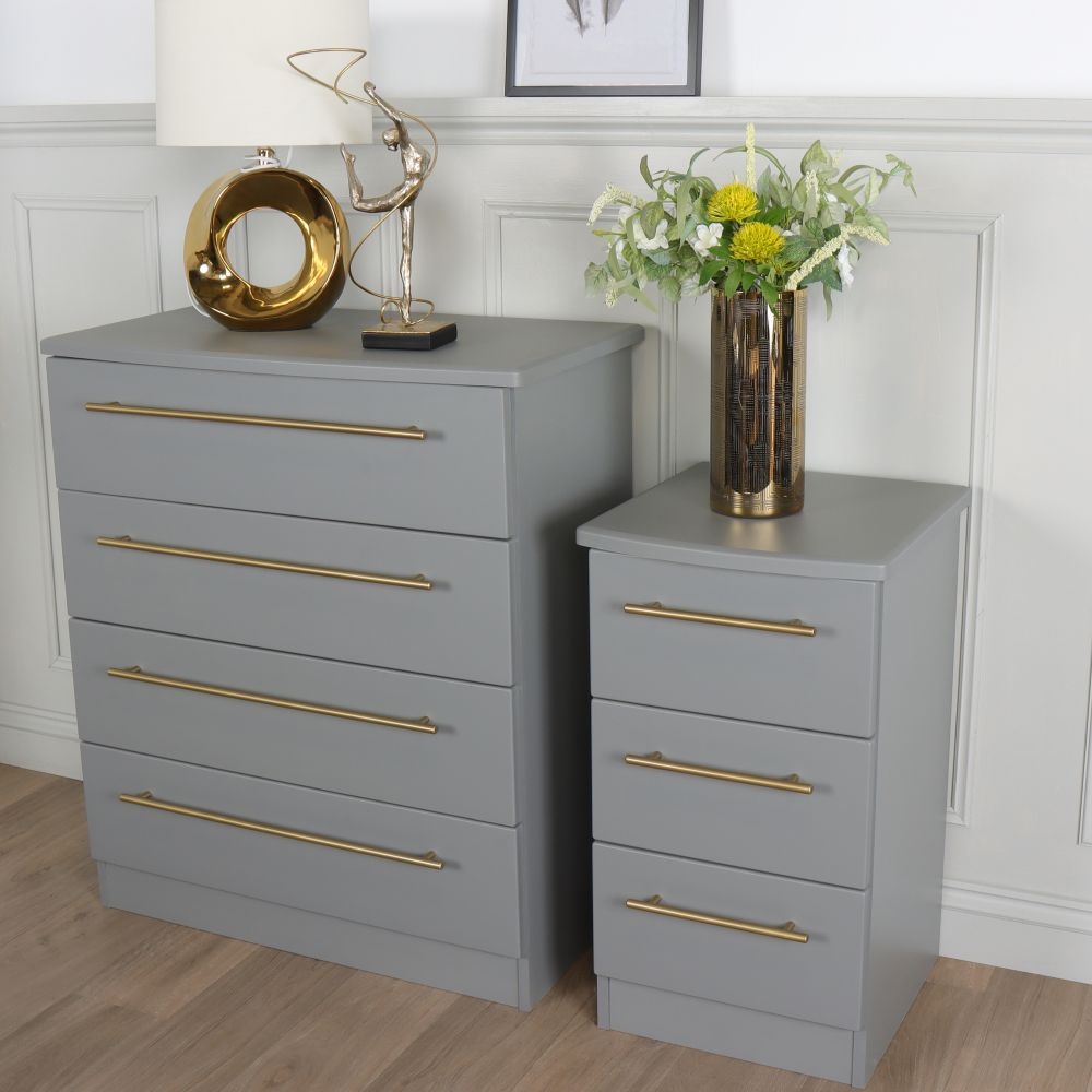 Haworth Bedside Cabinet - 3 Drawer - Grey