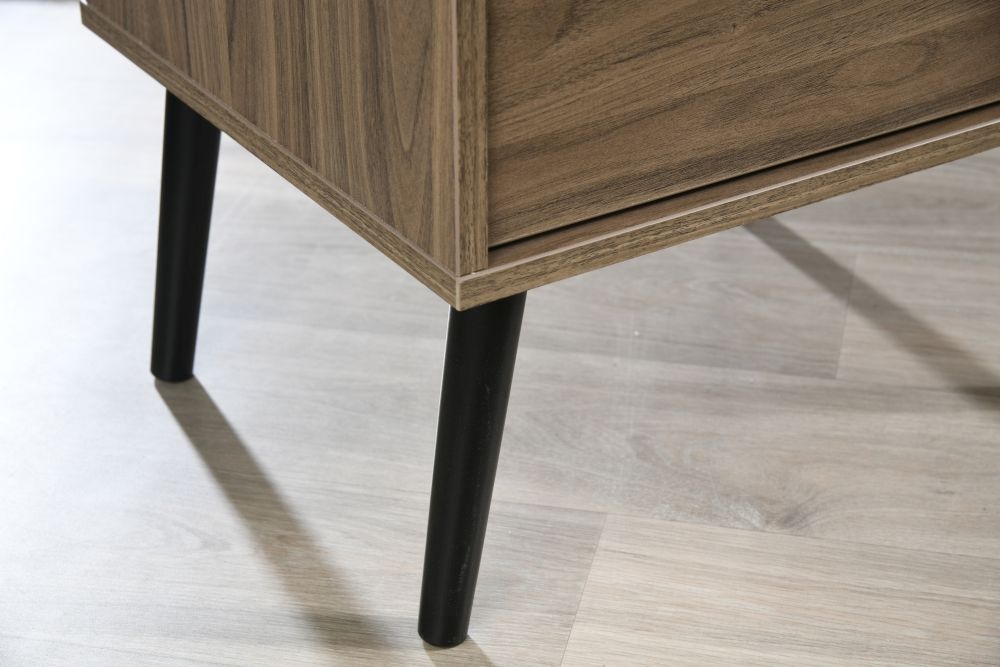 Hong Kong Bedside Table - 1 Drawer - Wide - with Wooden Legs - Walnut
