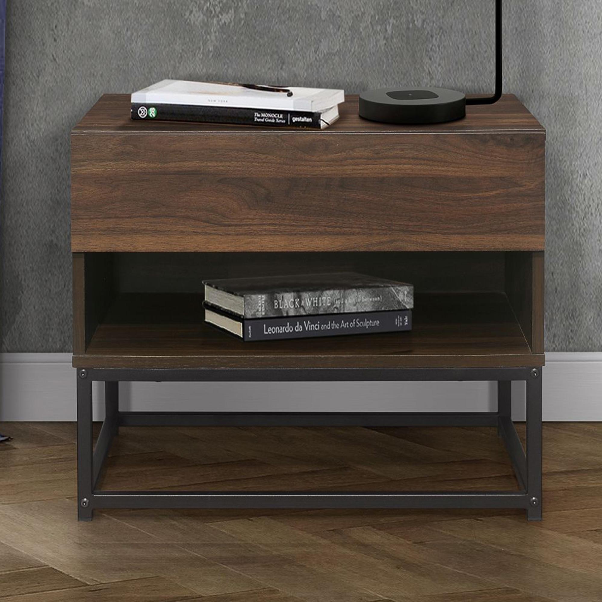 Houston Bedside Cabinet - 1 Drawer - Walnut