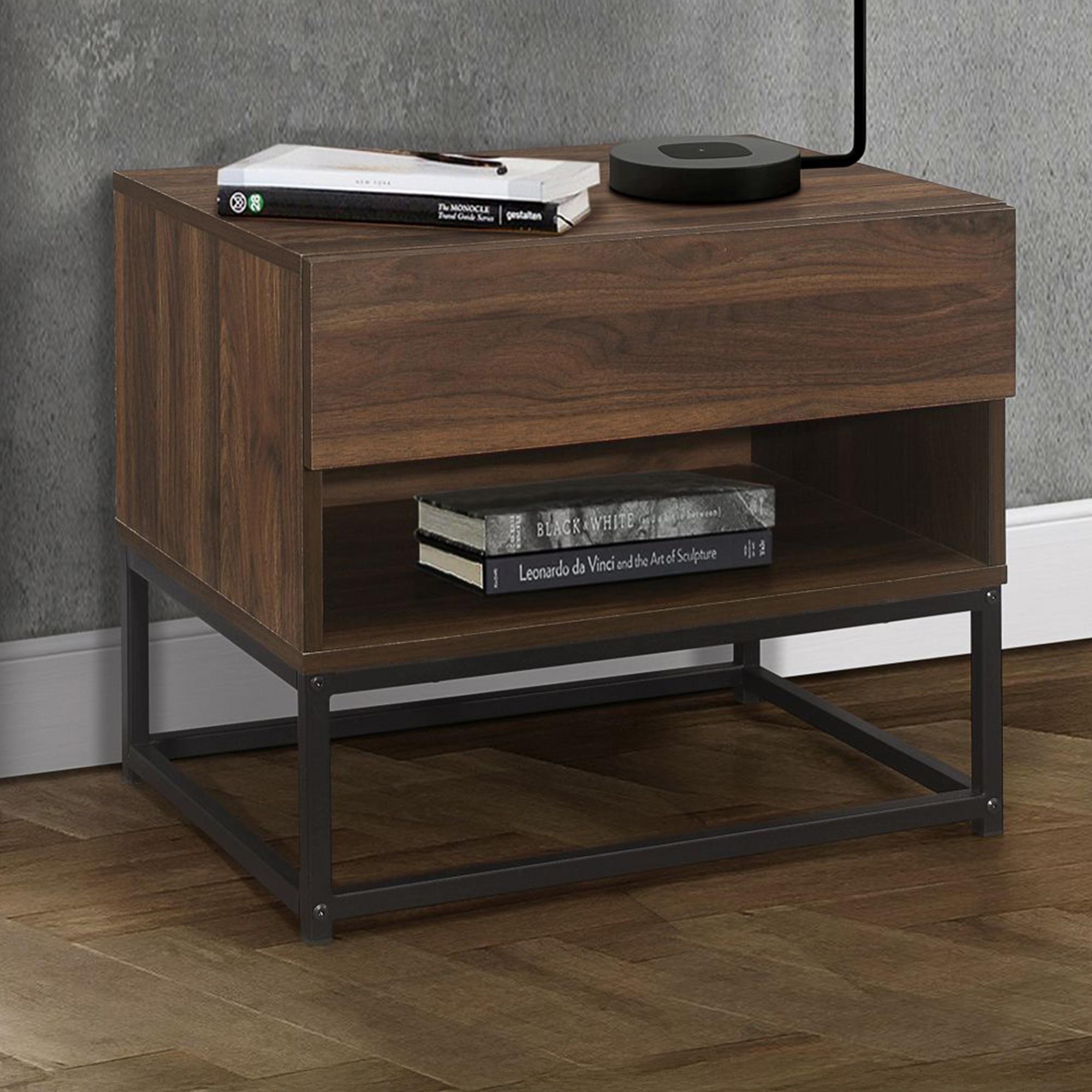 Houston Bedside Cabinet - 1 Drawer - Walnut