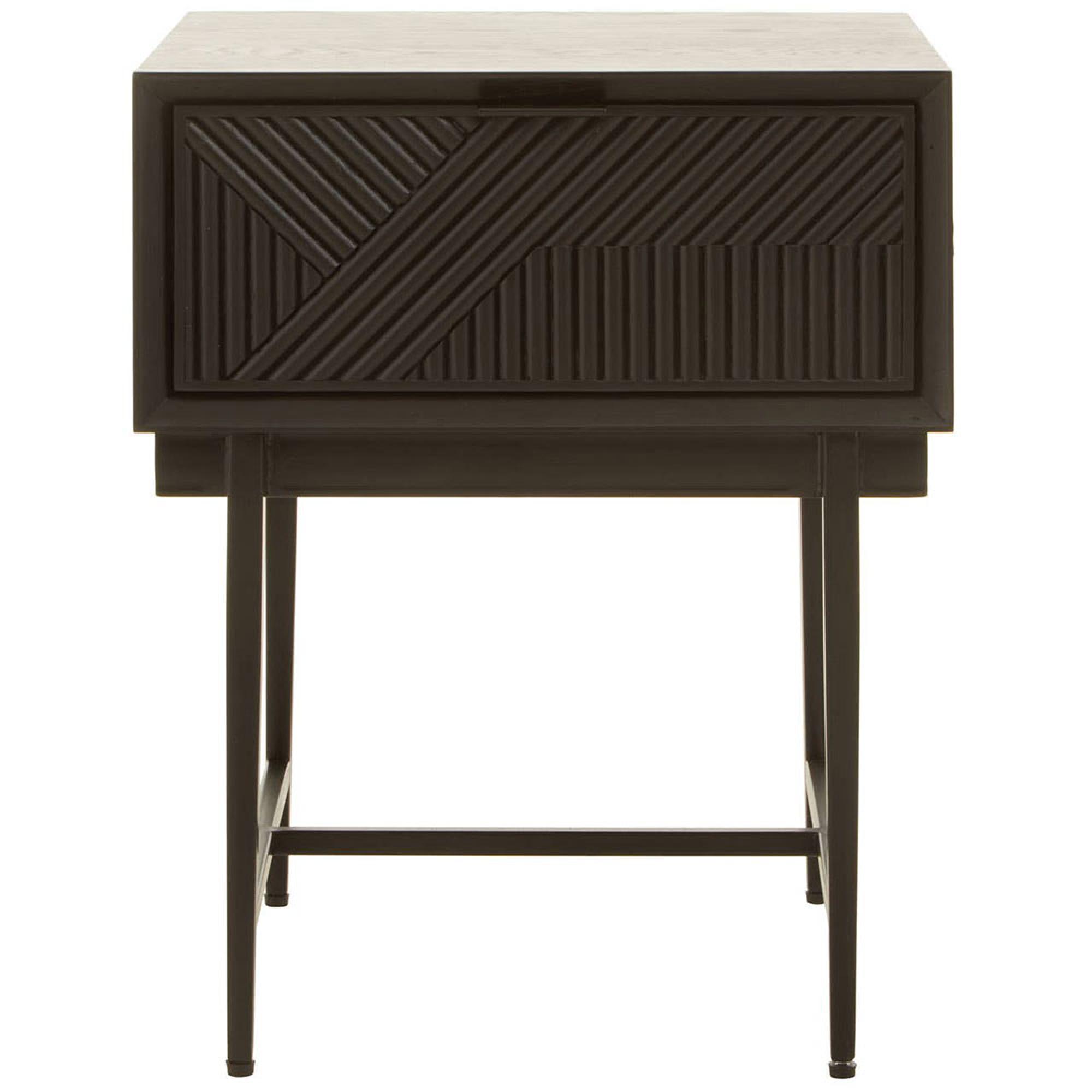 Jakara Bedside Table - 1 Drawer - Square - Black Wood