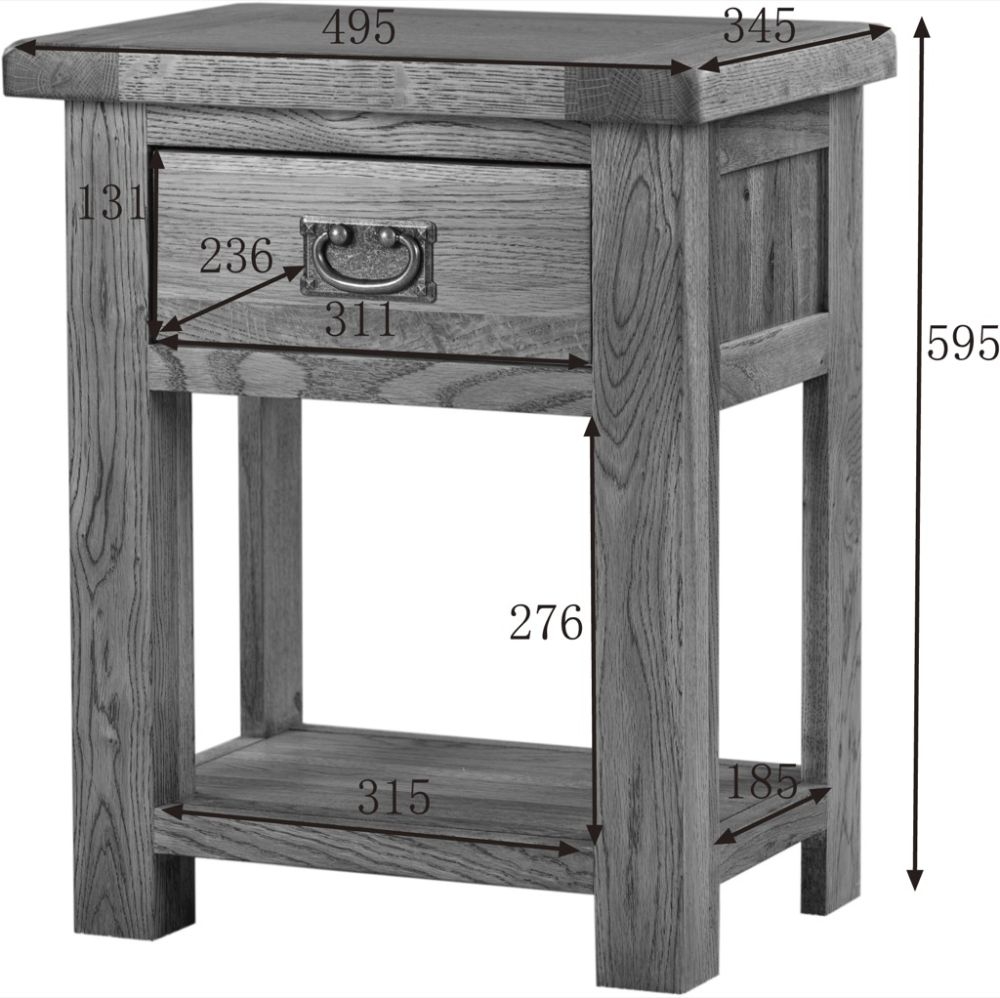Kent Bedside Table - 1 Drawer - Oak
