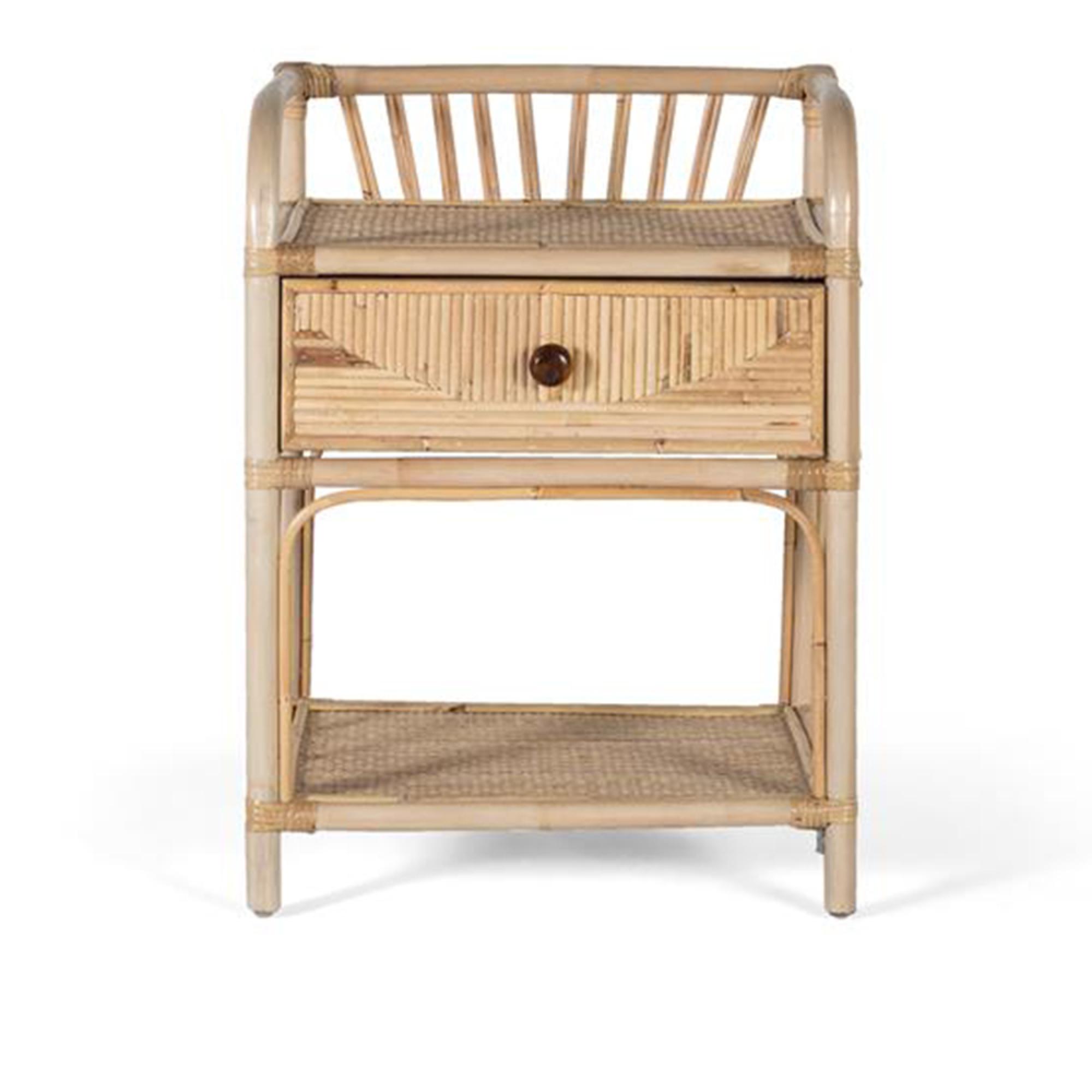 Lazlar Bedside Table - Natural Rattan - 1 Drawer
