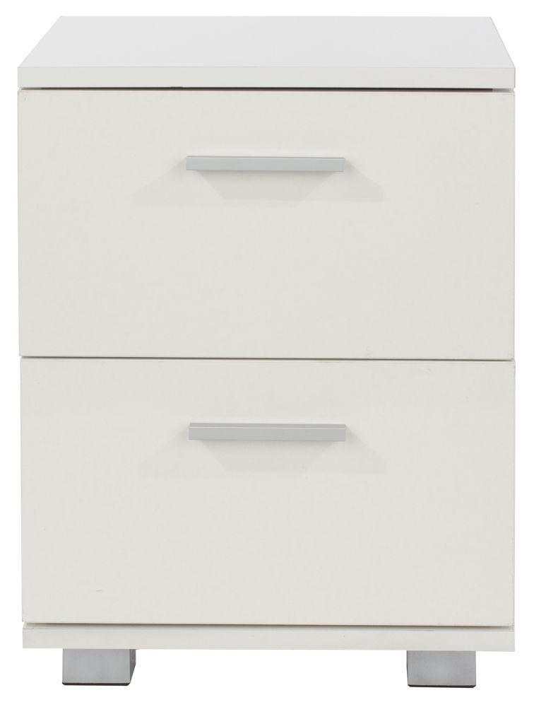 Lido White 2 Drawer Bedside Cabinet