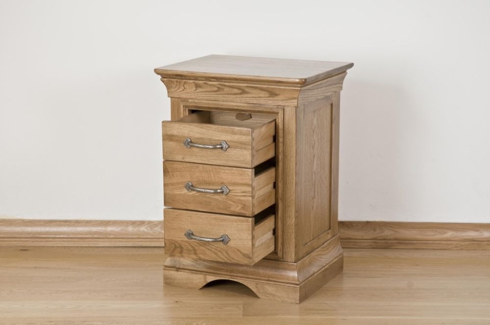 Lyon Bedside Table - 3 Drawer - Tall - Oak