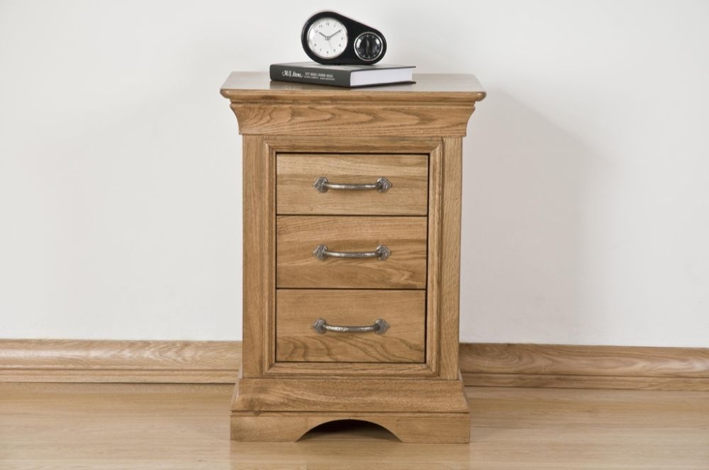 Lyon Bedside Table - 3 Drawer - Tall - Oak