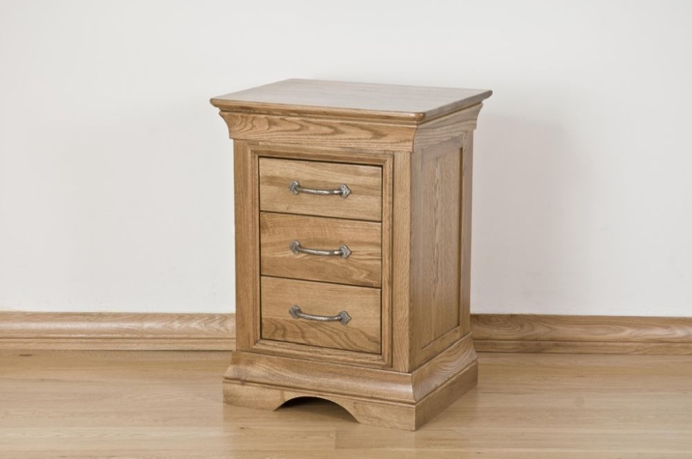 Lyon Bedside Table - 3 Drawer - Tall - Oak