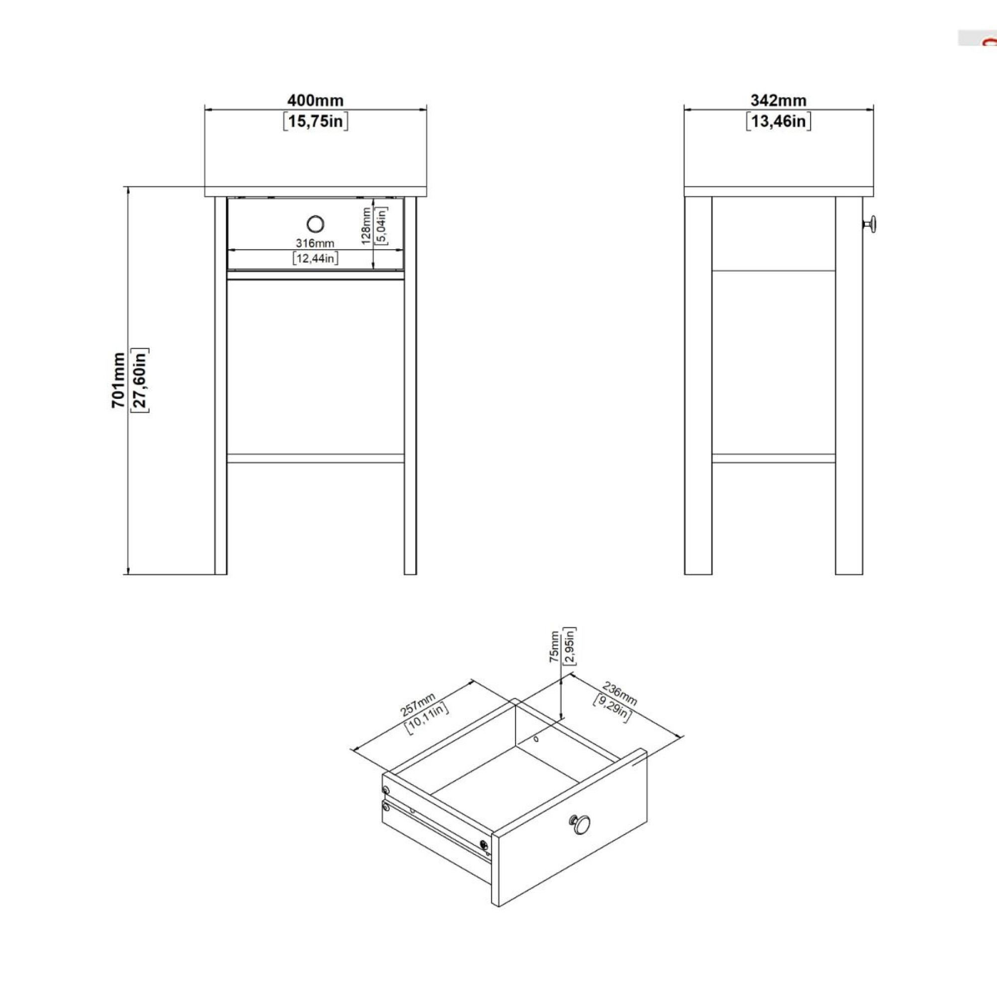 Madrid Bedside Table - 1 Drawer - Jackson Hickory Oak