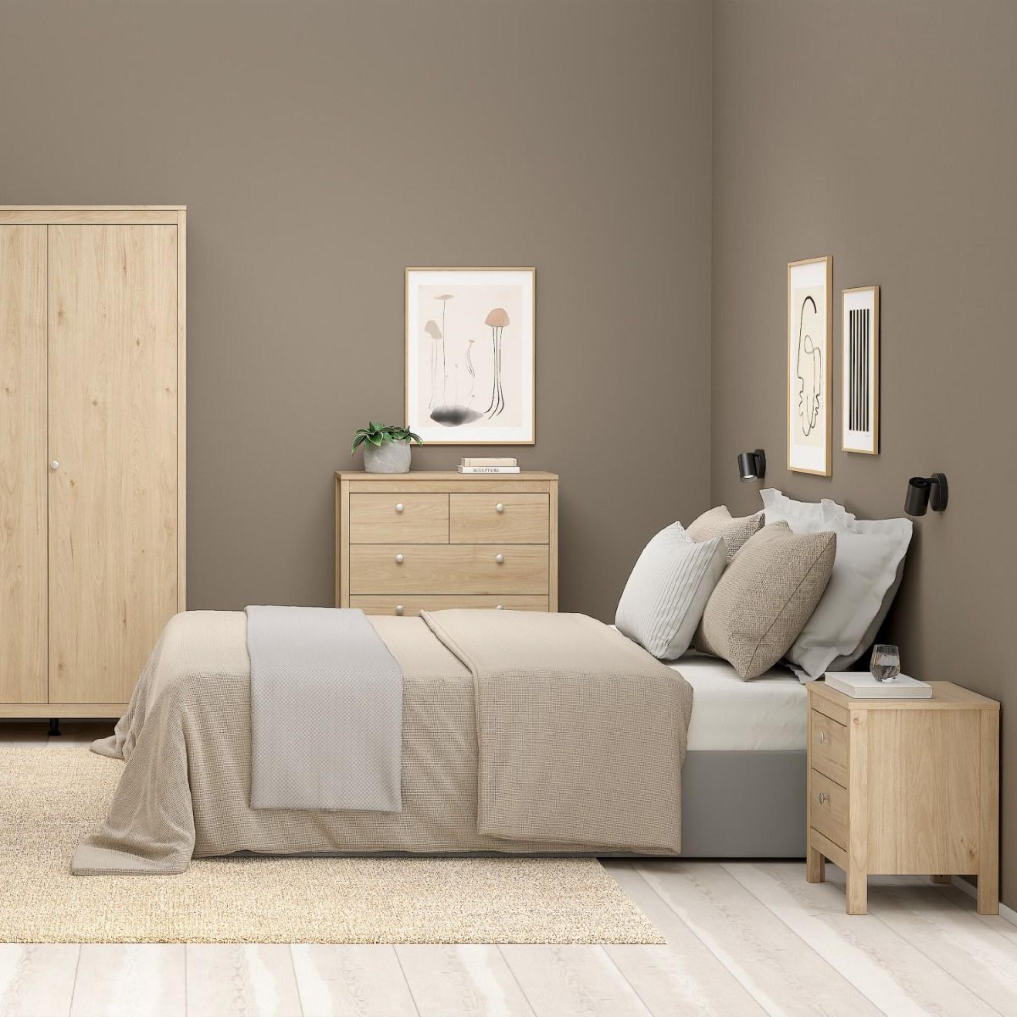 Madrid Bedside Table - 2 Drawer - Jackson Hickory Oak