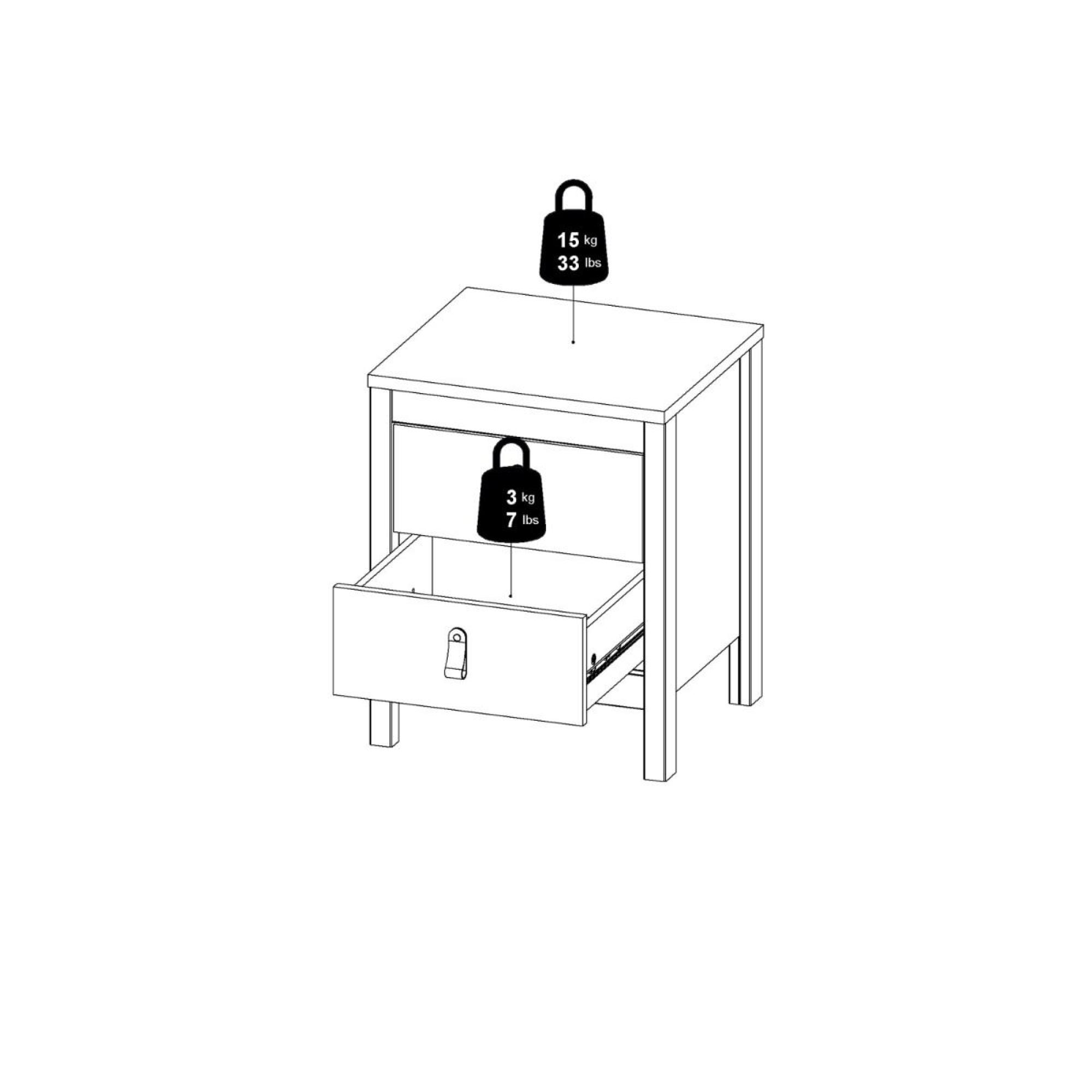 Madrid Bedside Table - 2 Drawer - Jackson Hickory Oak