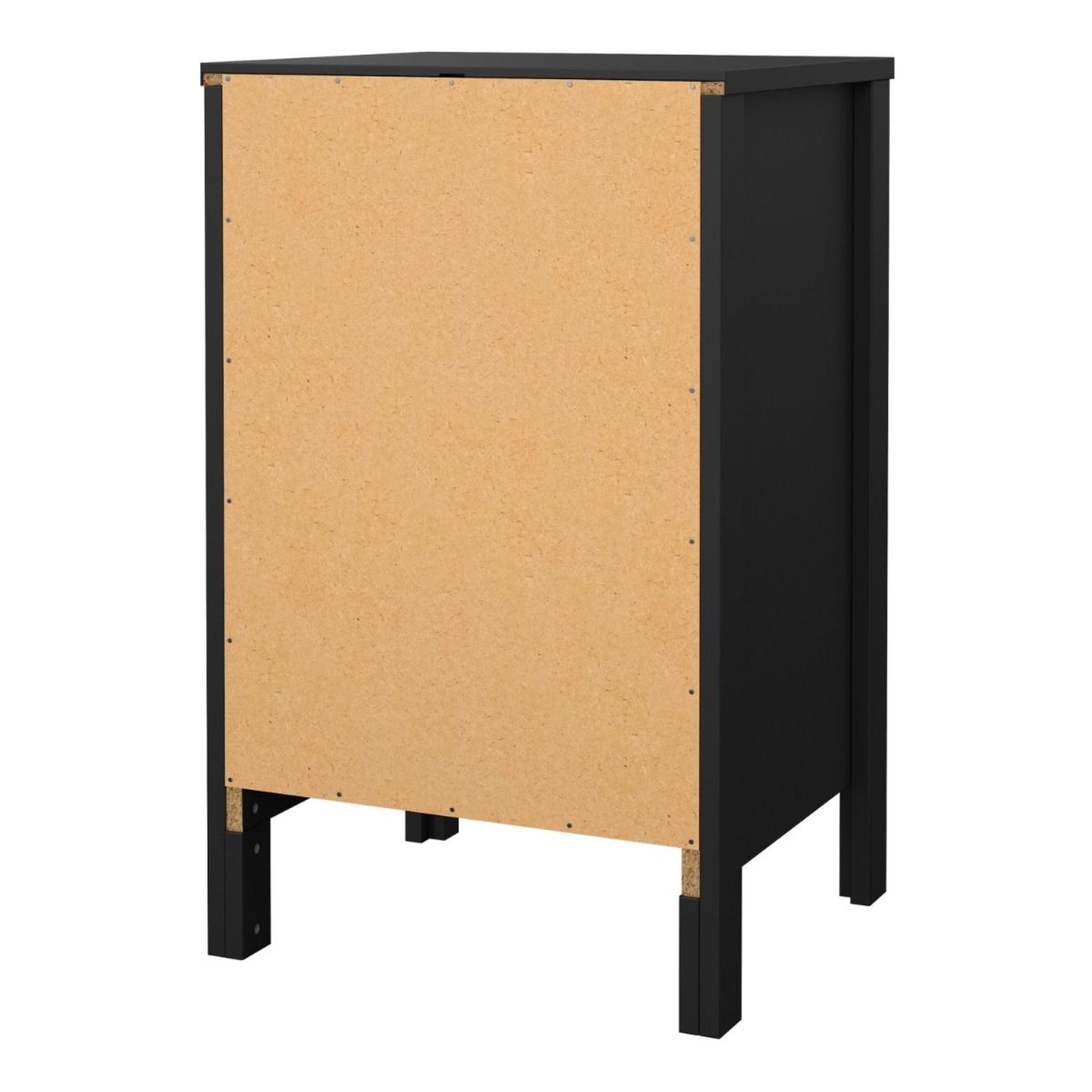 Madrid Bedside Table - 3 Drawer - Matt Black