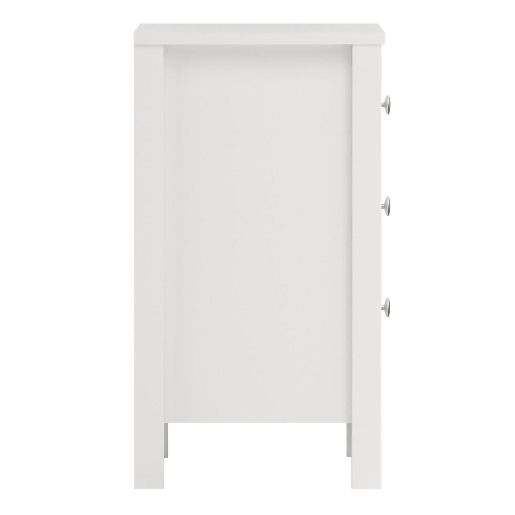 Madrid Bedside Table - 3 Drawer - White