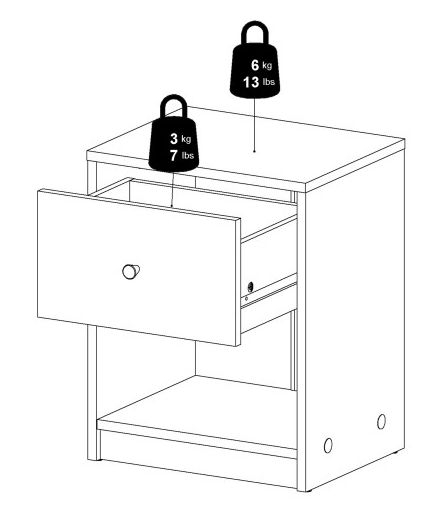 May Bedside Cabinet - 1 Drawer - Black