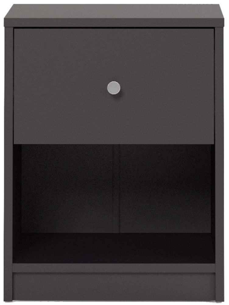 May Black 1 Drawer Bedside Cabinet