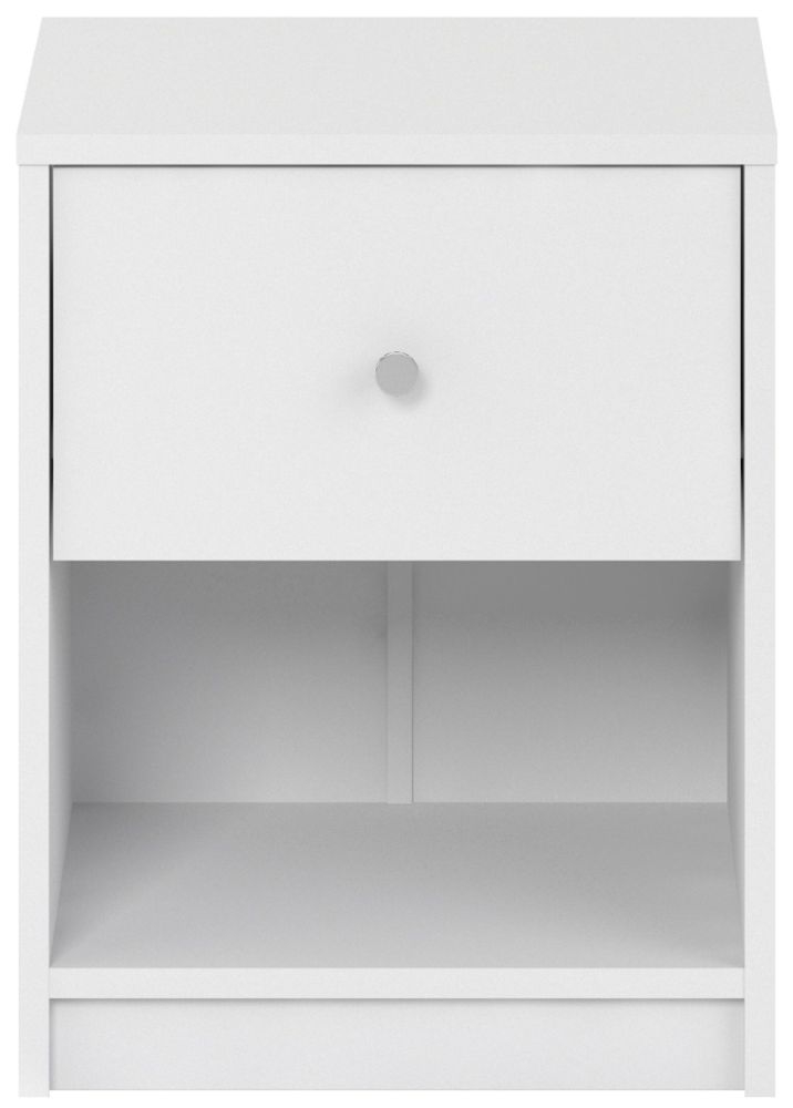 May White 1 Drawer Bedside Cabinet