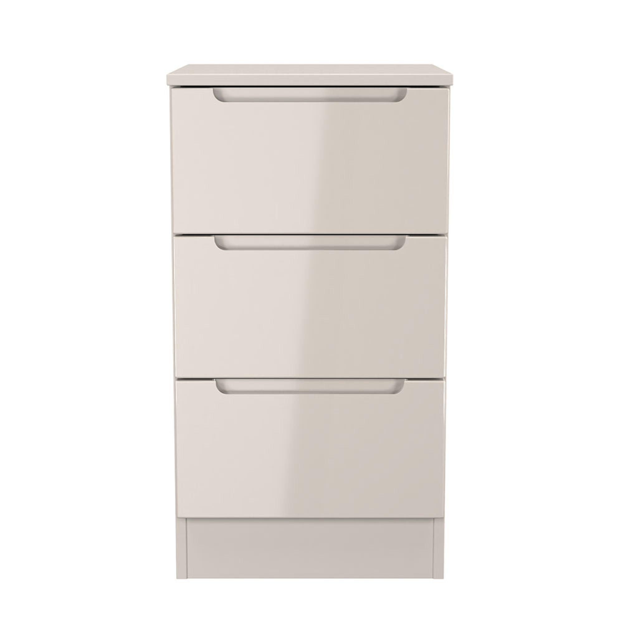 Milan Bedside Cabinet - 3 Drawer - Cashmere Gloss
