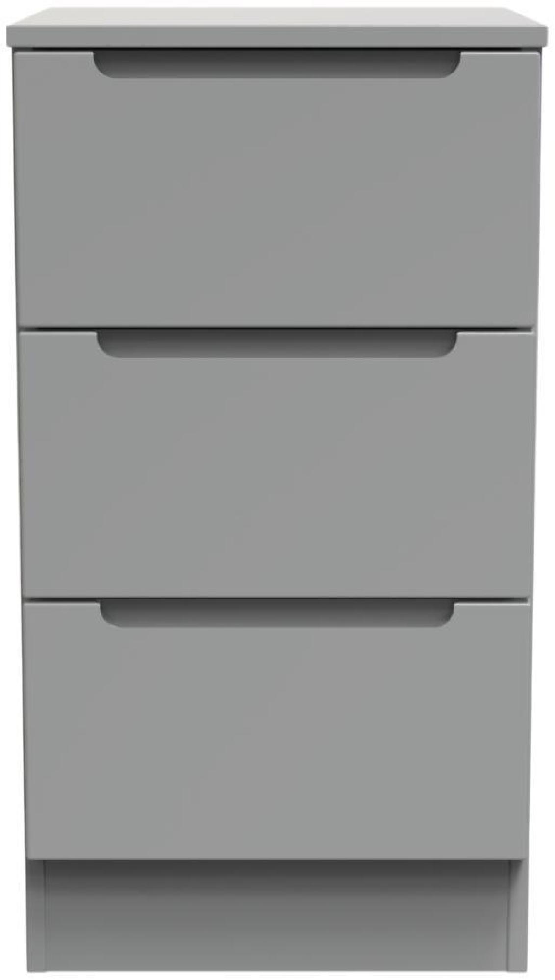 Milan Grey 3 Drawer Bedside Cabinet