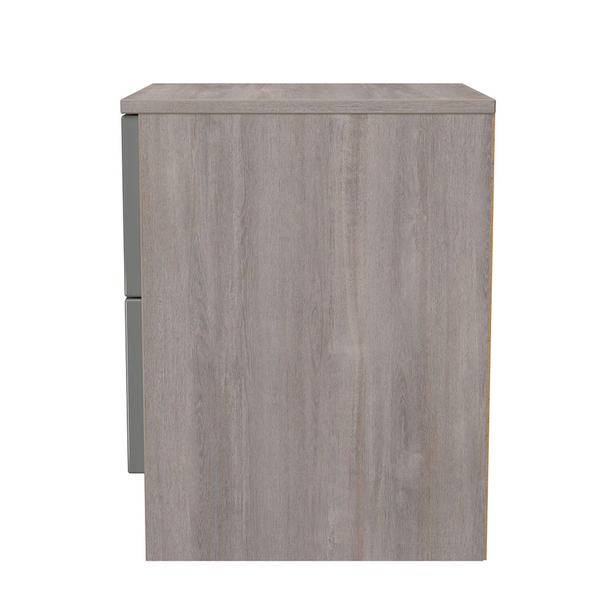 Milan Bedside Cabinet - 2 Drawer - Grey Gloss and Grey Oak