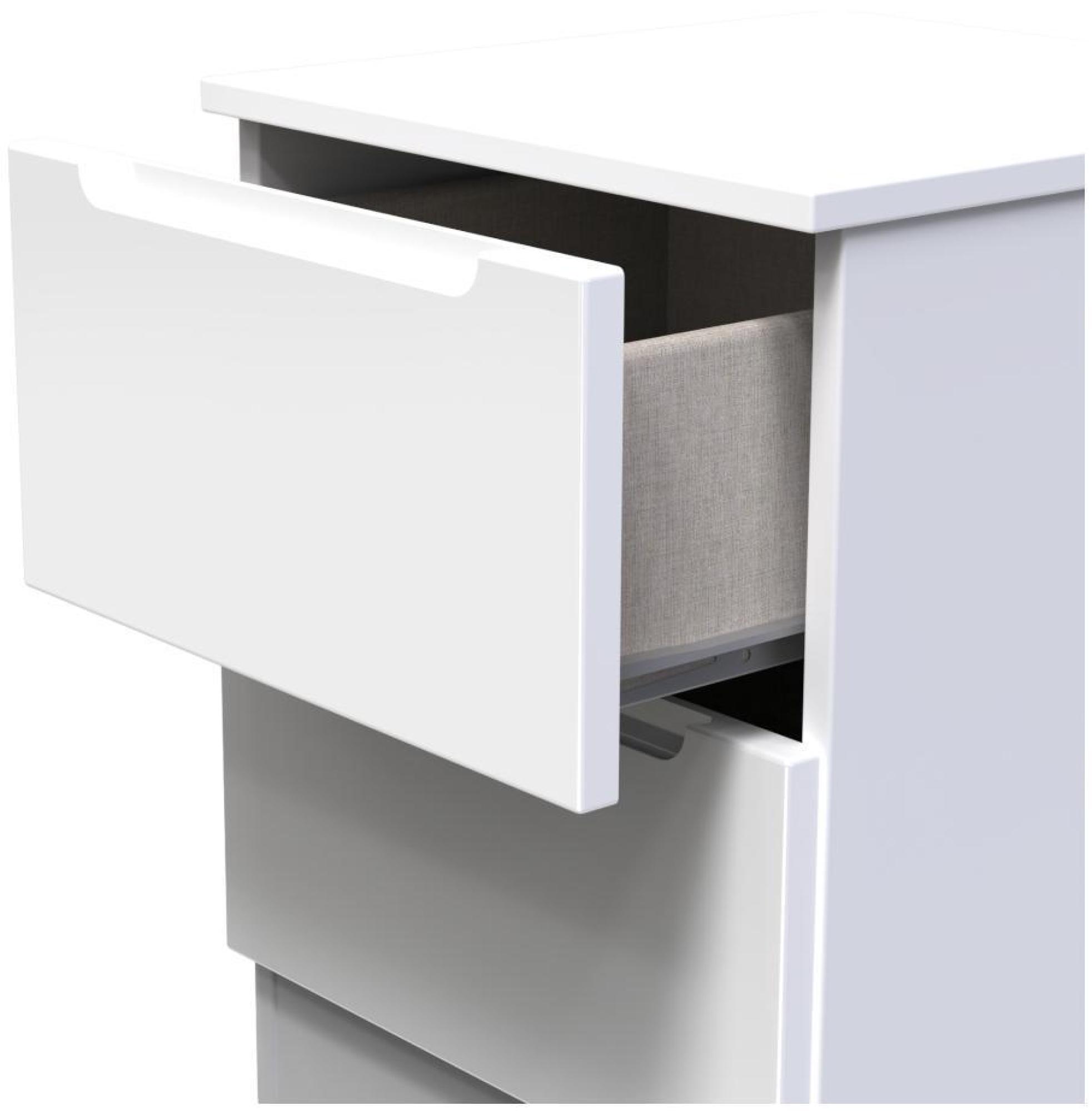 Milan Bedside Cabinet - 2 Drawer - White Gloss