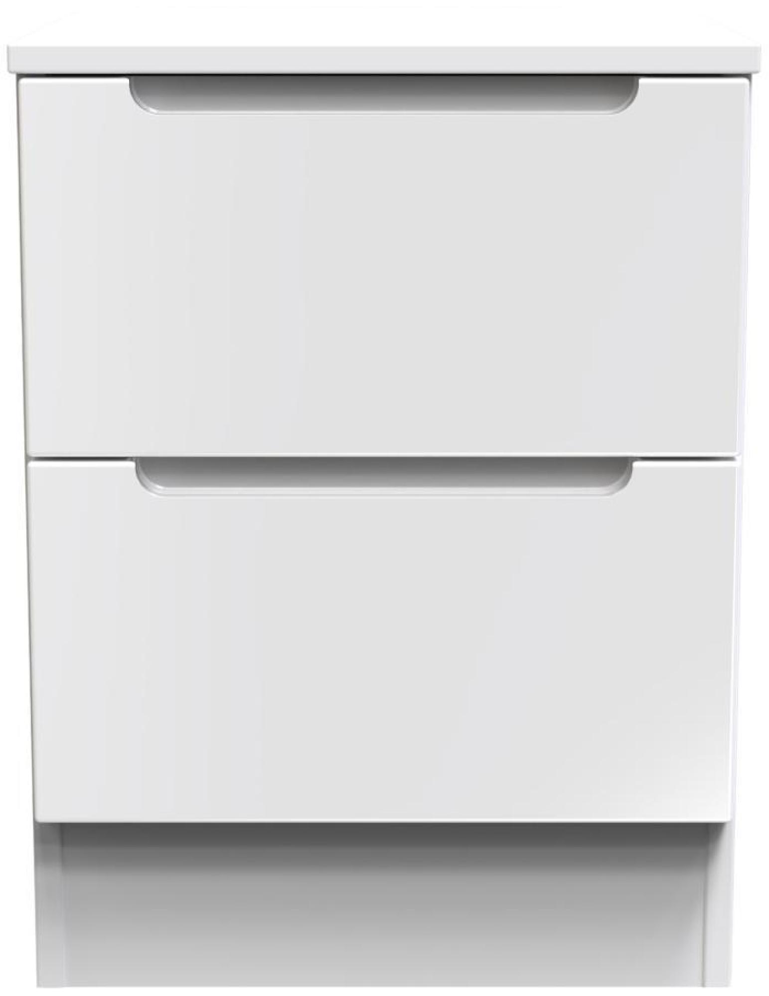 Milan White Gloss 2 Drawer Bedside Cabinet