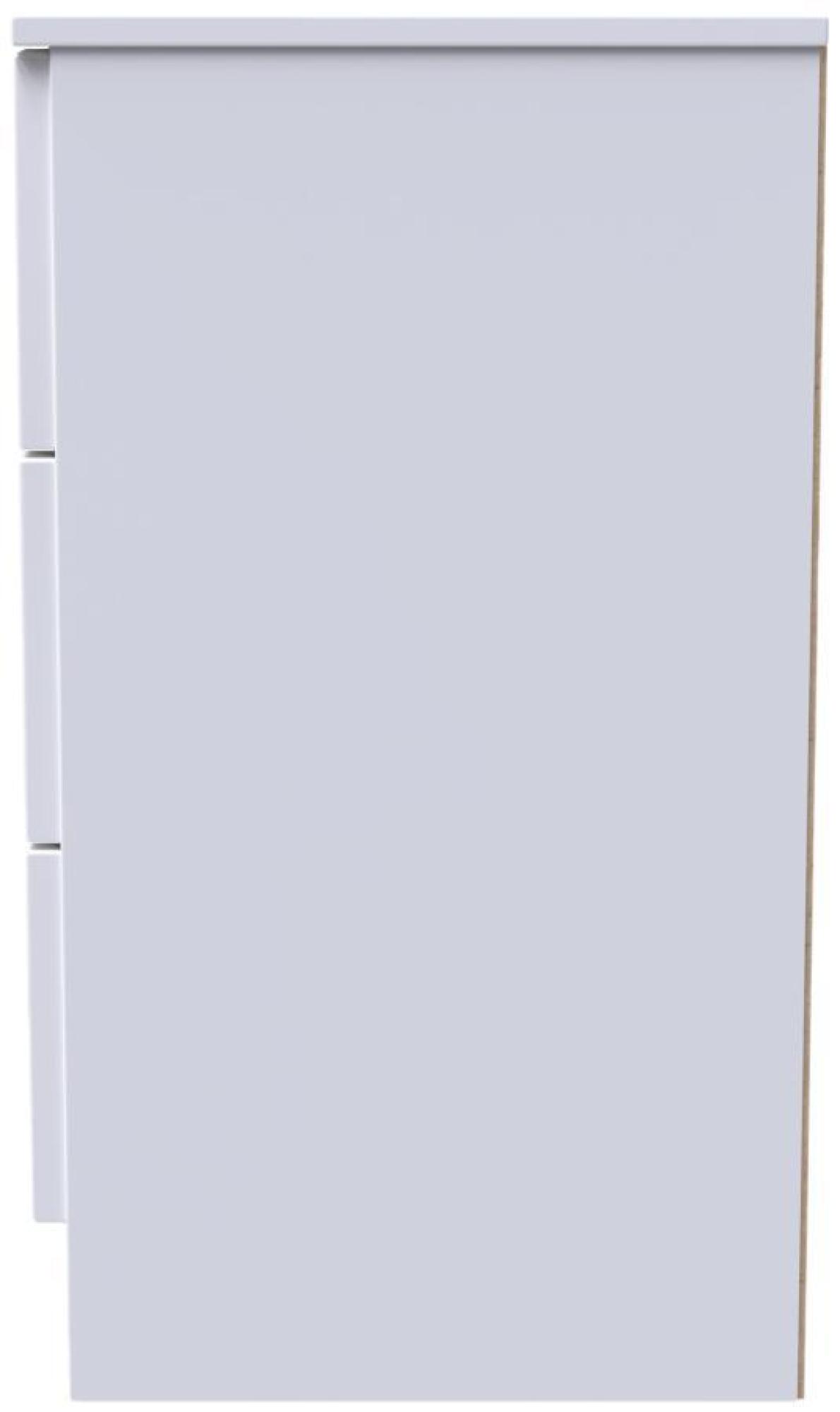 Milan Bedside Cabinet - 3 Drawer - White Gloss