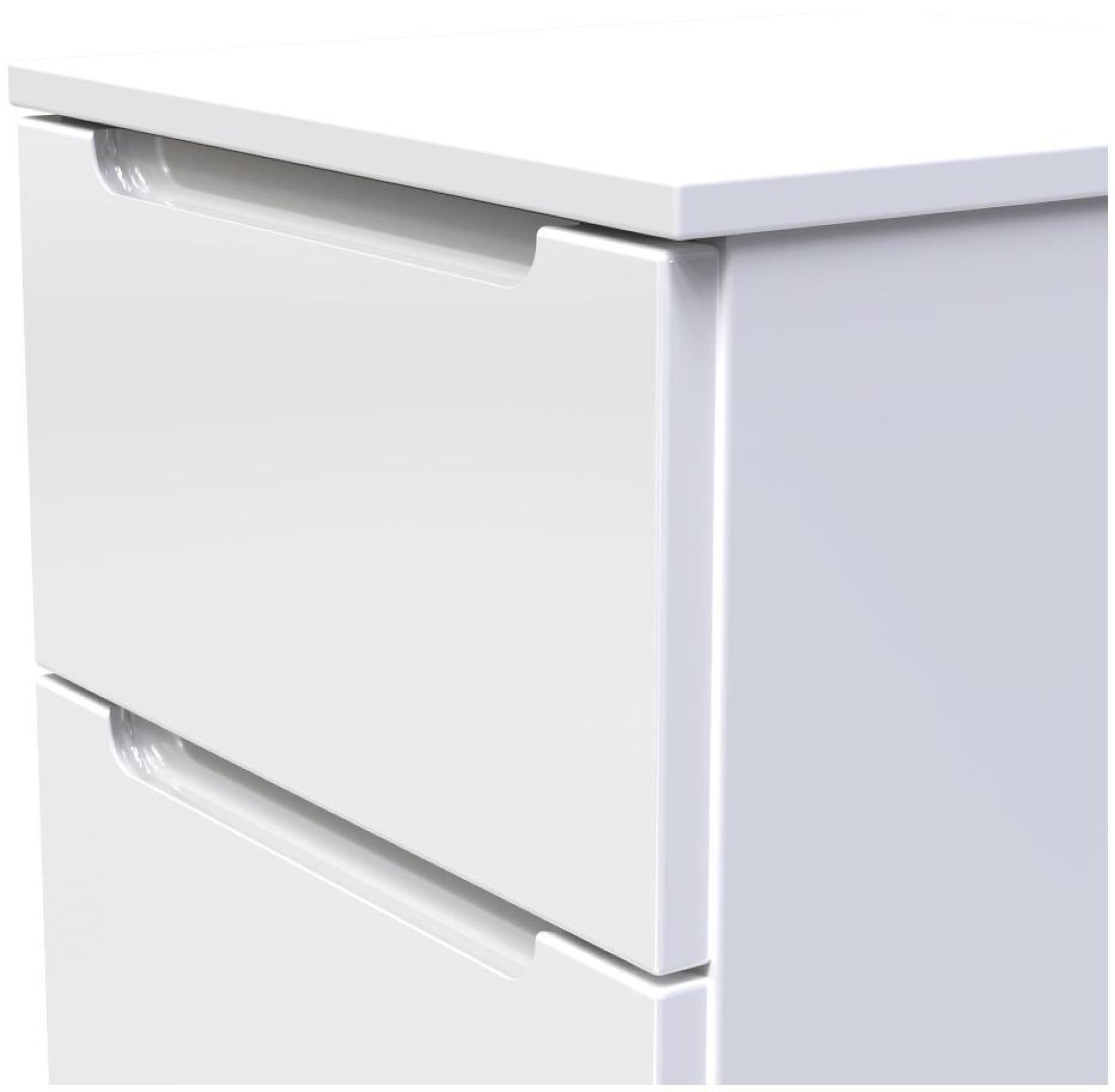 Milan Bedside Cabinet - 3 Drawer - White Gloss