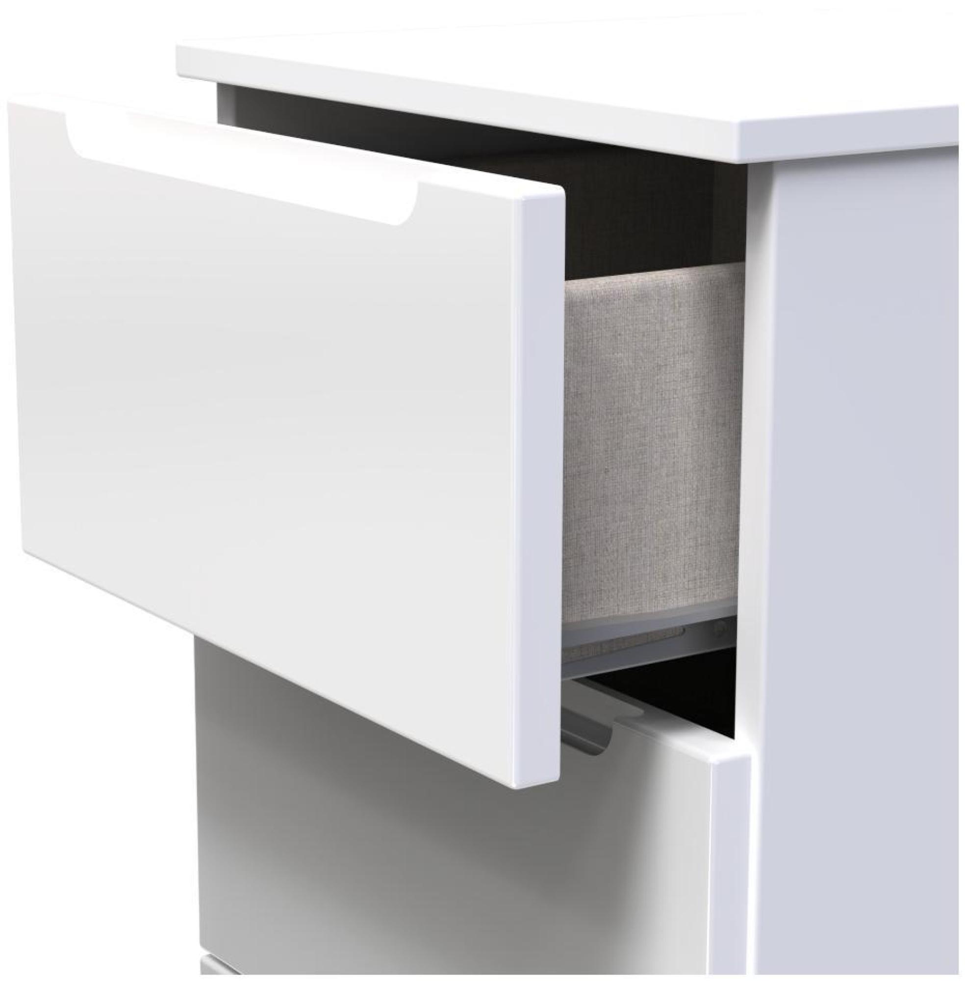 Milan Bedside Cabinet - 3 Drawer - White Gloss