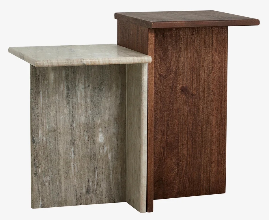 Bille Bedside Table - Mango Wood & Marble Top