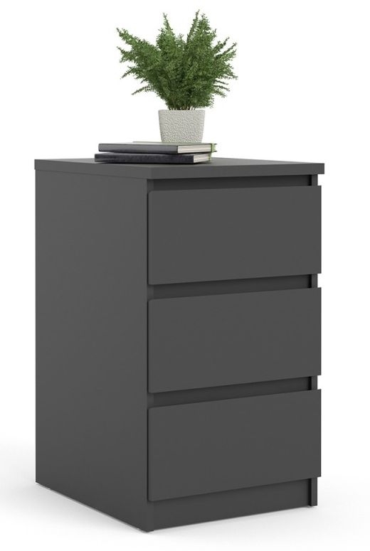 Naia Bedside Cabinet - 3 Drawer - Black