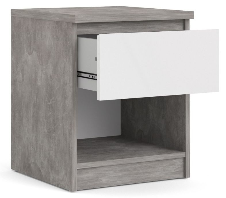 Naia Bedside Cabinet - 1 Drawer - Grey Concrete