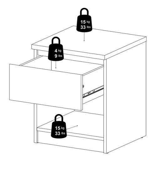 Naia Bedside Cabinet - 1 Drawer - Grey Concrete