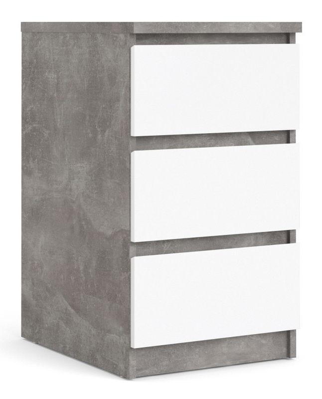 Naia Bedside Cabinet - 3 Drawer - Grey Concrete