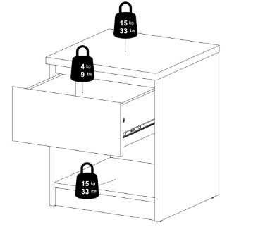 Naia Bedside Cabinet - 1 Drawer - Oak