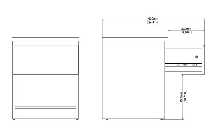 Naia Bedside Cabinet - 1 Drawer - White Gloss