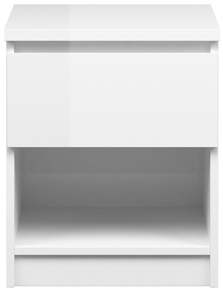 Naia White Gloss 1 Drawer Bedside Cabinet