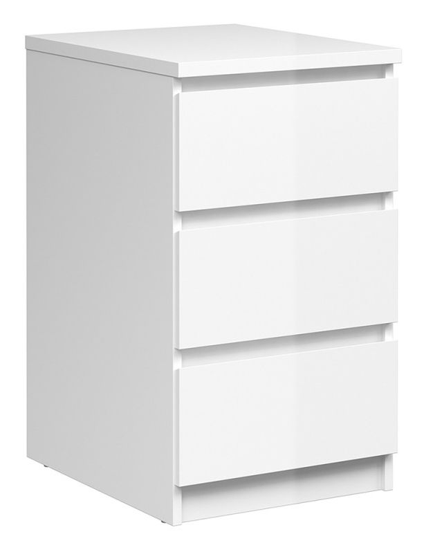 Naia Bedside Cabinet - 3 Drawer - White Gloss